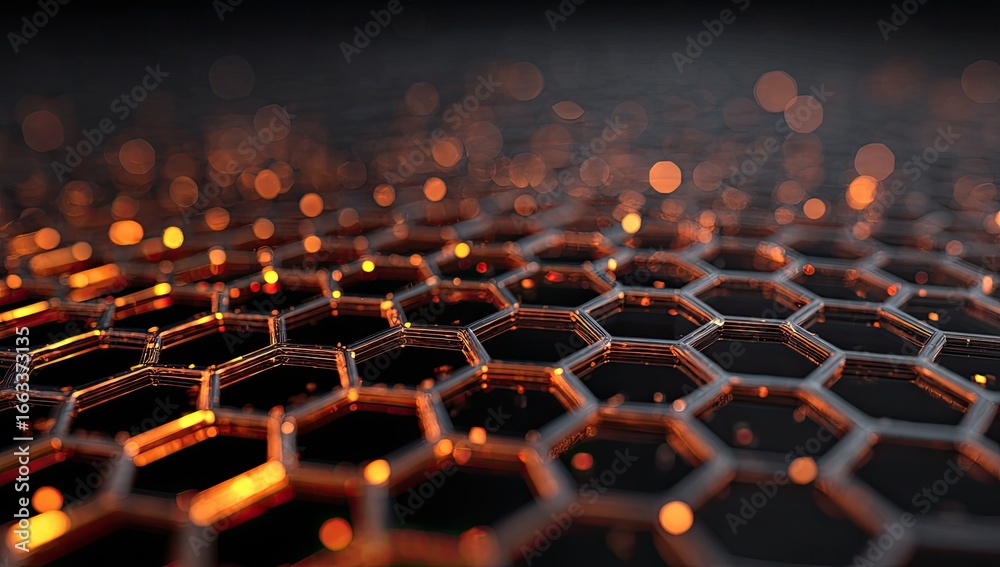 Obraz premium Abstract honeycomb pattern with glowing lights