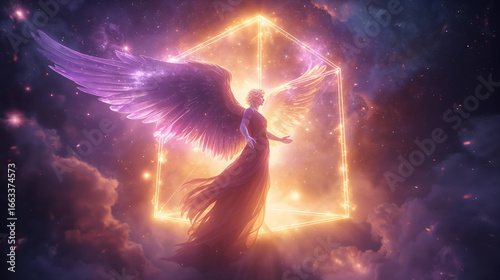 Ethereal Angel in Cosmic Light