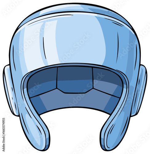 Illustration of a Blue Protective Boxing Headgear Equipment for Martial Arts Combat Sport.