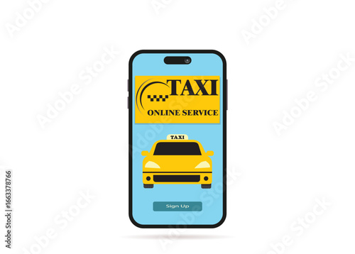 Taxi app on phone.Taxi mobile illustration car concept banner
