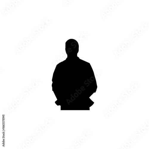 A simple, impactful silhouette of a man standing, hands in pockets.