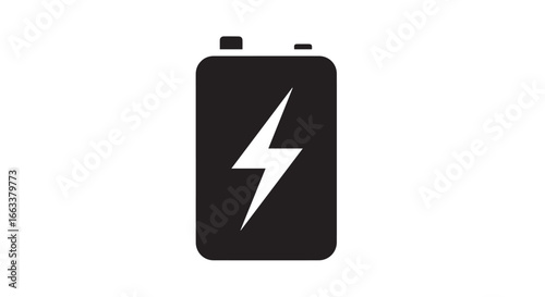 Modern battery icon with power indicator and energy flow