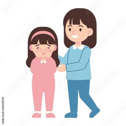 Comforting Moment: A tender illustration of a parent providing comfort to a child in distress, emphasizing love, support, and the gentle bond of care.