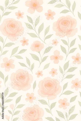 Wallpaper Mural seamless pattern with roses Torontodigital.ca