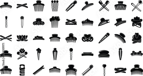 Collection of stylish hair accessories for elegant hairstyles and beauty
