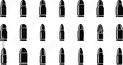 Collection of various bullet types, perfect for military or security themes