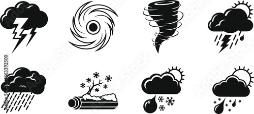 Dynamic weather icons meteorology storm forecast climate symbols