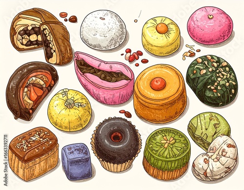 Illustration of japanese sweets