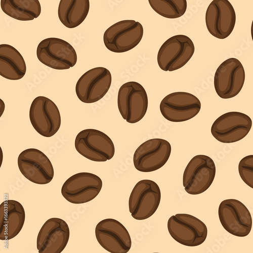 Seamless Coffee Beans Pattern Vector for Packaging and Cafe Design. Coffee Bean Seamless Background