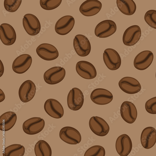 Seamless Coffee Beans Pattern Vector for Packaging and Cafe Design. Coffee Bean Seamless Background