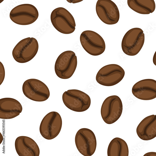 Seamless Coffee Beans Pattern Vector for Packaging and Cafe Design. Coffee Bean Seamless Background
