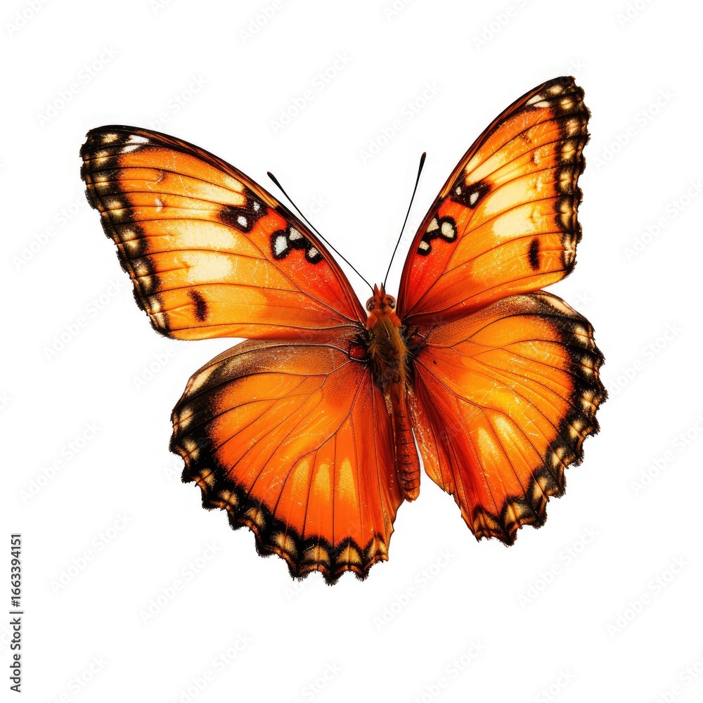Obraz premium Orange butterfly, wings spread, detailed pattern