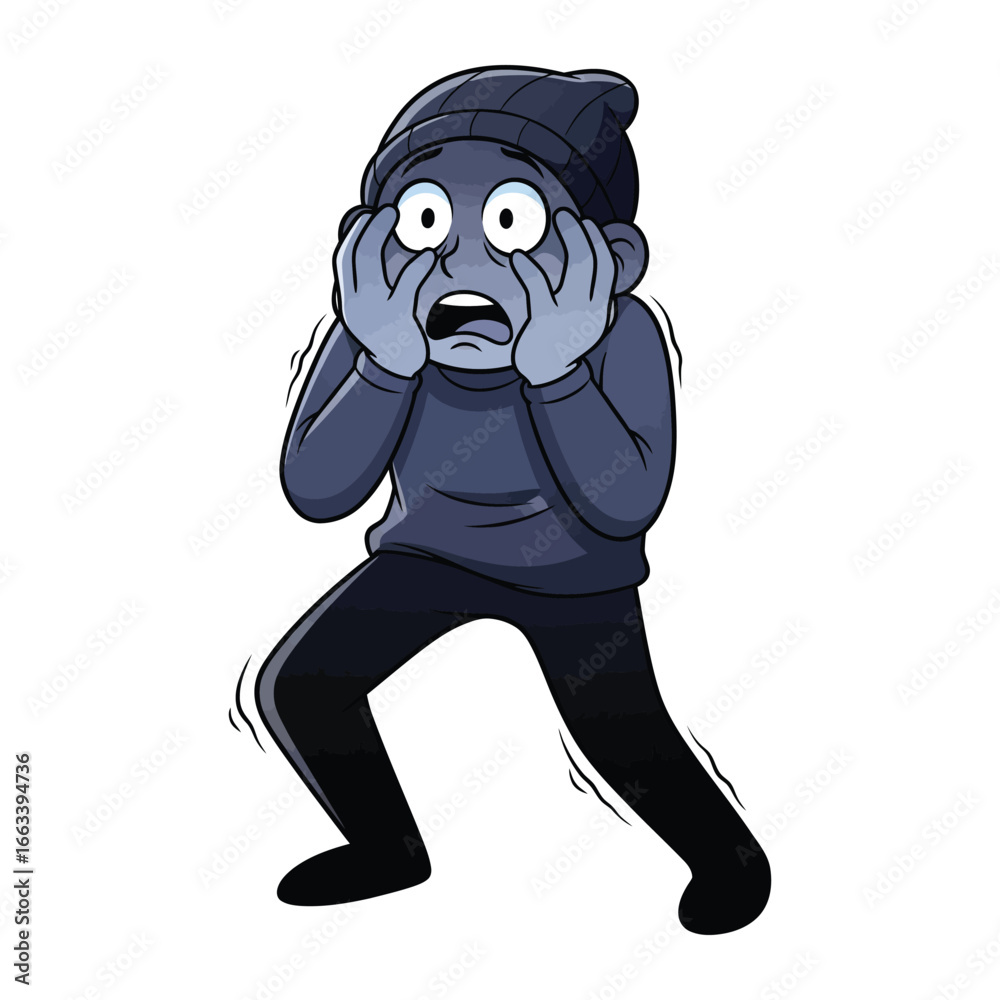 Obraz premium Anxiety and Fear: Capturing the chilling experience of anxiety, a person stands paralyzed by their emotion in a moment of intense fear.