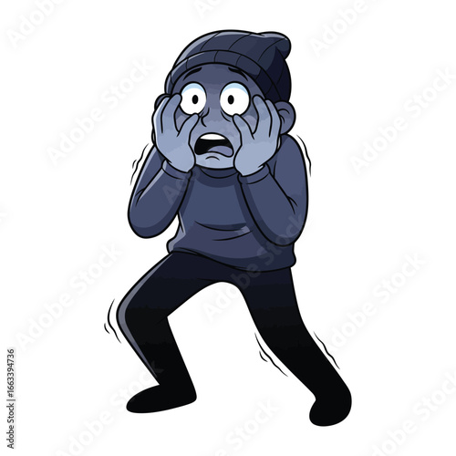 Anxiety and Fear: Capturing the chilling experience of anxiety, a person stands paralyzed by their emotion in a moment of intense fear.