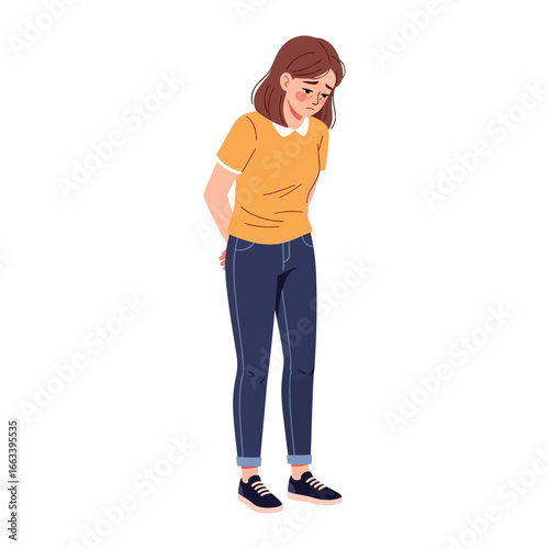 Melancholy in Solitude: A solitary figure, lost in introspection, stands alone with a sense of sadness. captured by illustration