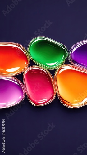 Vibrant Rainbow Colored Gems on Dark Background