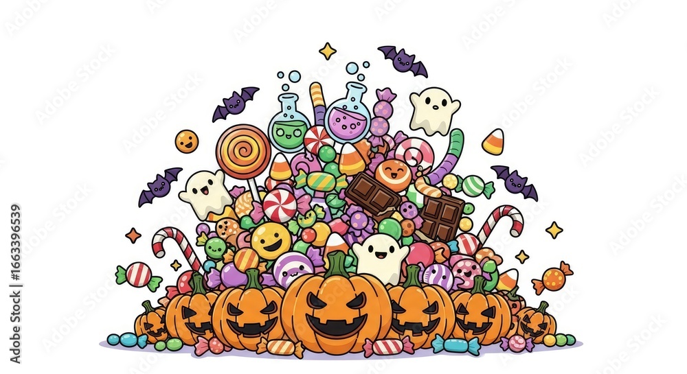 Obraz premium Halloween treats pile illustration