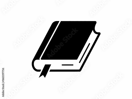 Black silhouette of an open book with a bookmark isolated on white background silhouette