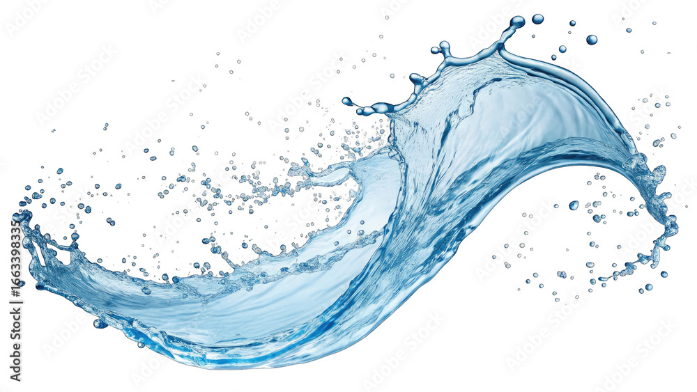Obraz premium Dynamic translucent blue water splash curves captured in high detail with liquid motion elements