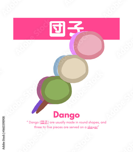 Craphic design of japanese sweets dango pink