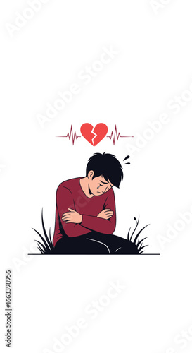 Boy feeling sad heartbreak loneliness emotional distress overcoming rejection