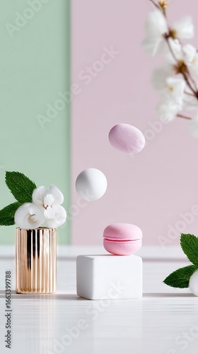 Whimsical Pastel 3D Shapes Floating Composition