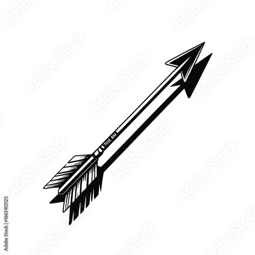 Hand drawn sketch of two crossed arrows with feather fletching