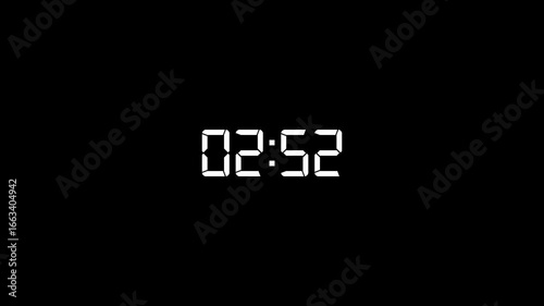 Countdown timer animation of 3 minutes on transparent background with alpha channels, 3 minutes countdown timer animation, countdown video.