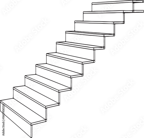 Simple Line Art Illustration of a Modern Staircase Ascending on a White Background stairs steps
