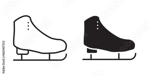 Ice skating icon . Simple Ice Skate icon for social media, app, and web design. Vector illustration with stroke and fill on a white background.