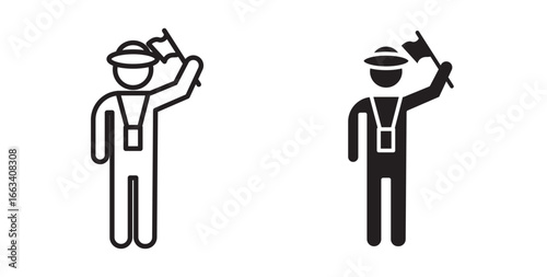 Tour guide icon . Vector illustration with stroke and fill on a white background.