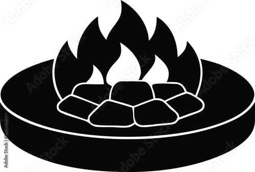  round stone firepit vector icon.