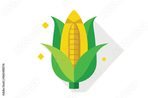 Vibrant yellow corn cob with green husks, perfect for harvest and healthy eating promotions