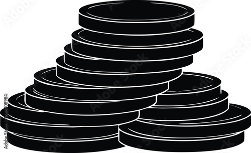 stack of coins silhouette vector illustration