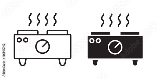 Electric hot plate icon . Vector illustration with stroke and fill on a white background.
