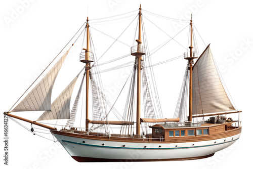 wooden sailing ship isolated on white background. PNG Transparent file type with high definition quality And vibrant color grading Available.