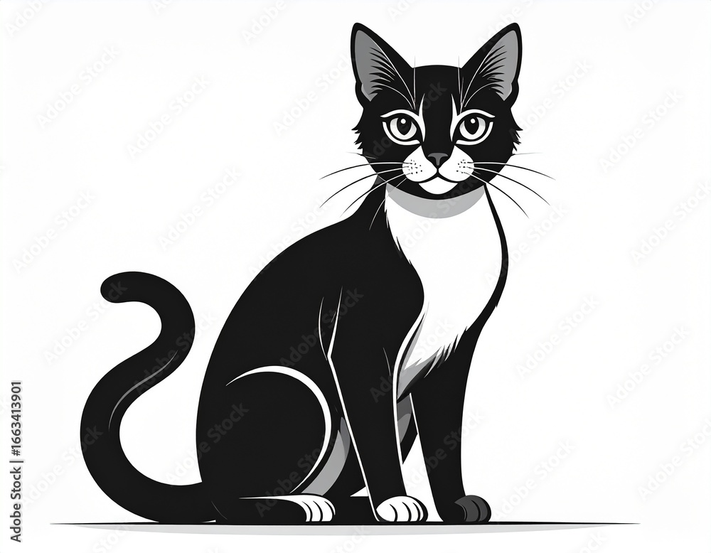 Obraz premium black and white cat vector