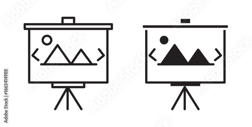 Slideshow icon . Vector illustration with stroke and fill on a white background.