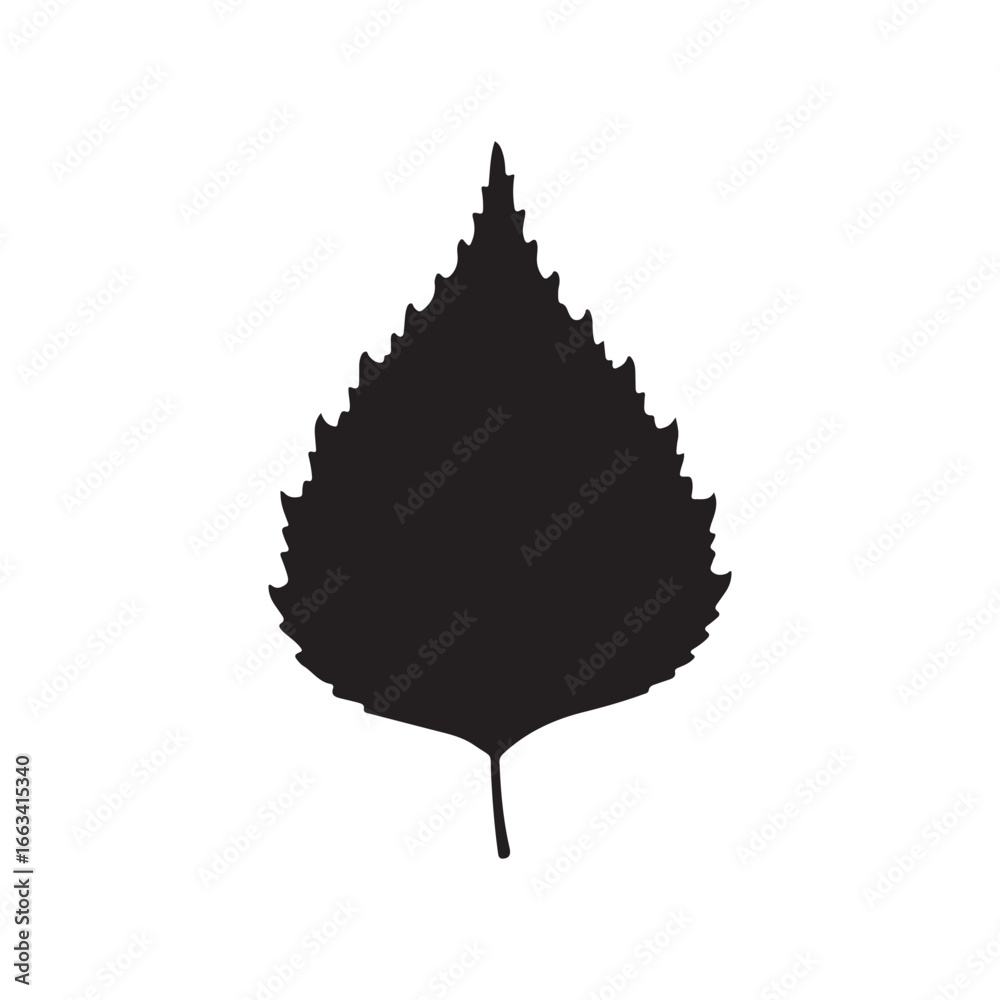 Obraz premium Birch tree leaf silhouette vector flat illustration design on white background