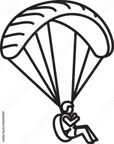 parachute on a white background | Parachute Line Art Icon