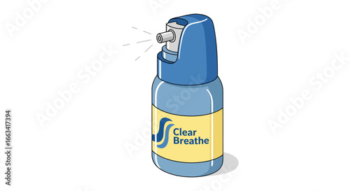 Medical nasal spray bottle illustration for sinus congestion and allergy relief. A vector graphic for healthcare and respiratory treatment concepts