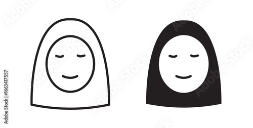 Arab woman icon .  Vector illustration with stroke and fill on a white background.