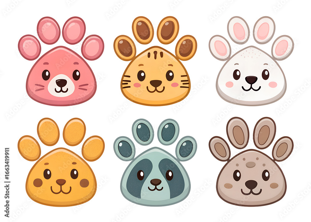 Fototapeta premium set of easter bunnies foot prints illustration isolated on white background. PNG Transparent file type with high definition quality And vibrant color grading Available.