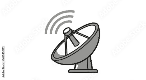 Satellite dish icon with signal waves, a communication and technology symbol illustration