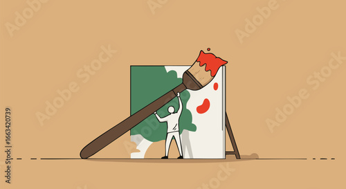 vector illustration of a brush and art board