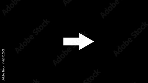 arrow icon animation on black background. 4k