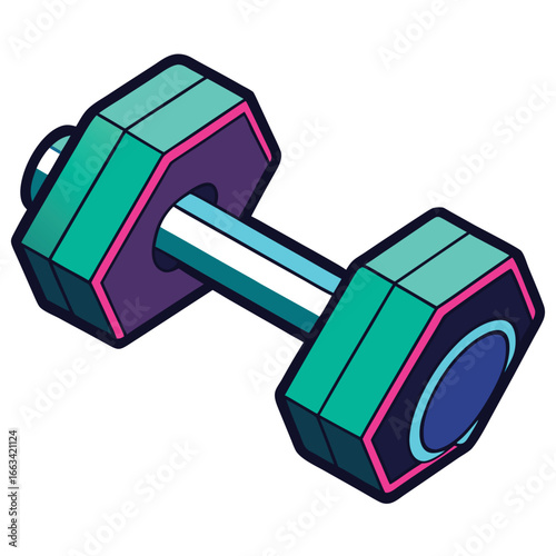 Stylized Hexagonal Dumbbell Fitness Equipment Object
