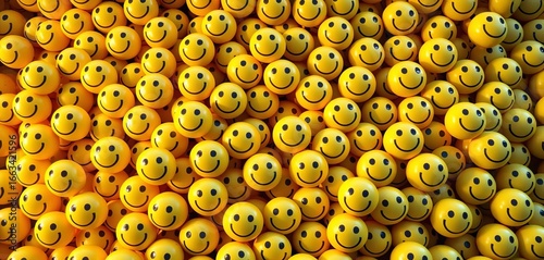 Massive pile of cheerful yellow smiley face balls ,  balls,  wallpaper