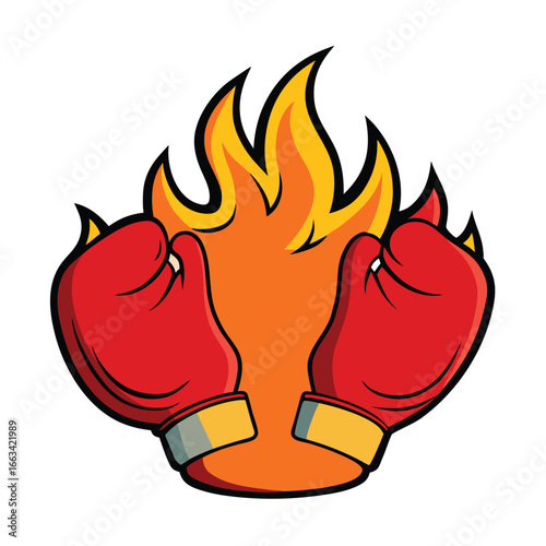 Boxing Gloves Surrounded by Flames Fierce Combat