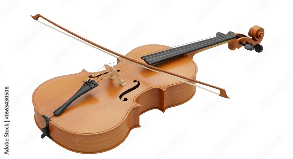 Fototapeta premium Cello with bow isolated on white background